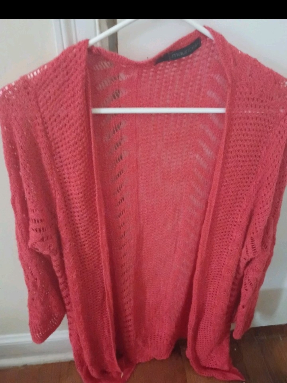Maurices Open-Knit Coral Cardigan